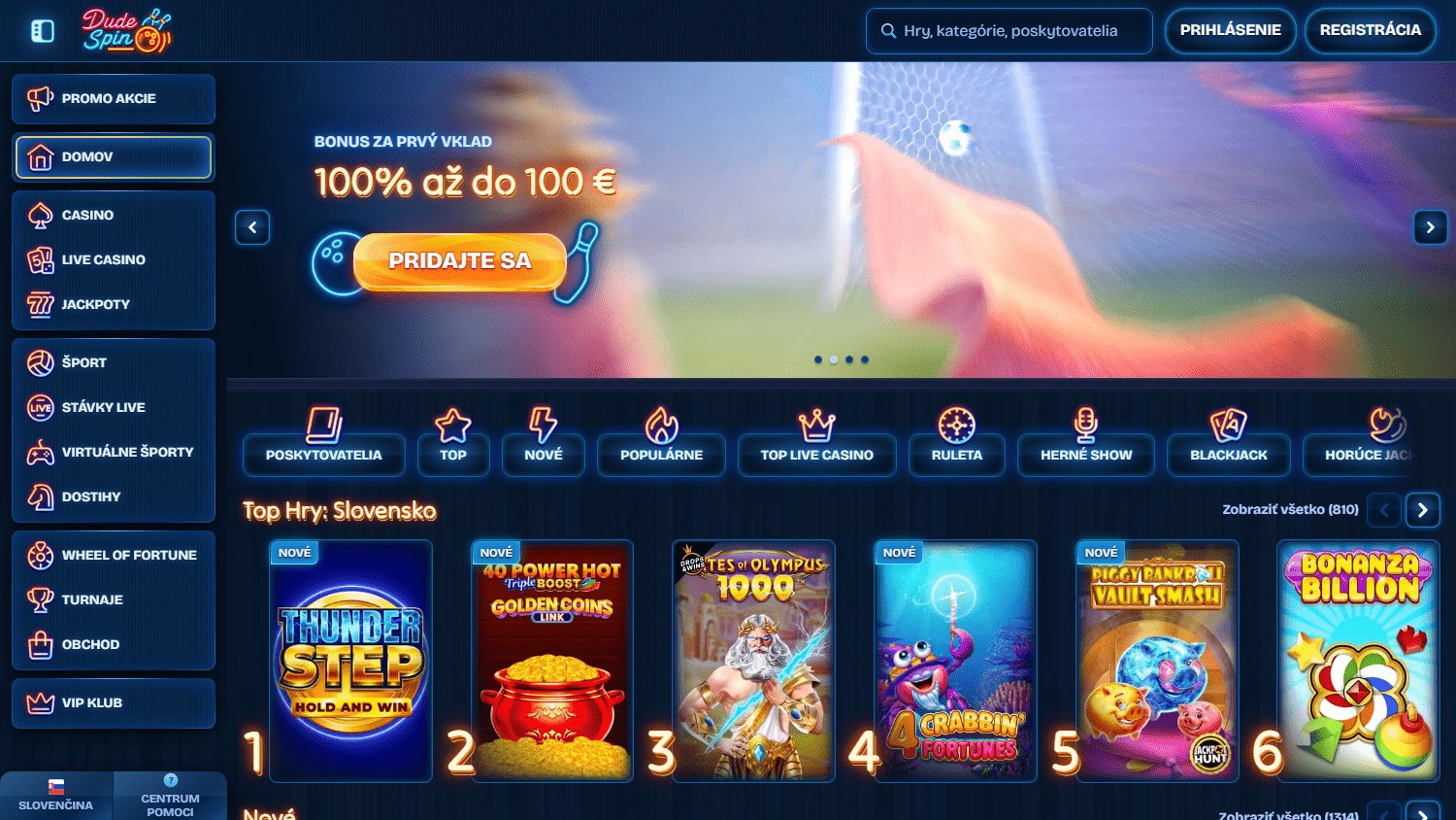 DudeSpin Casino – strona główna i interfejs kasyna online