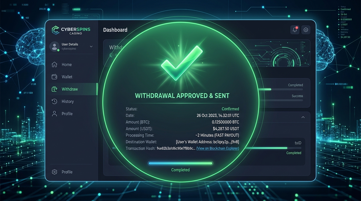 Szybka wypłata kryptowaluty z kasyna online bez KYC – zatwierdzona transakcja